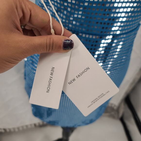 Sparkly mini party dress Blue mini silver metallic detail bodycon dress Size 0 - Picture 3 of 9